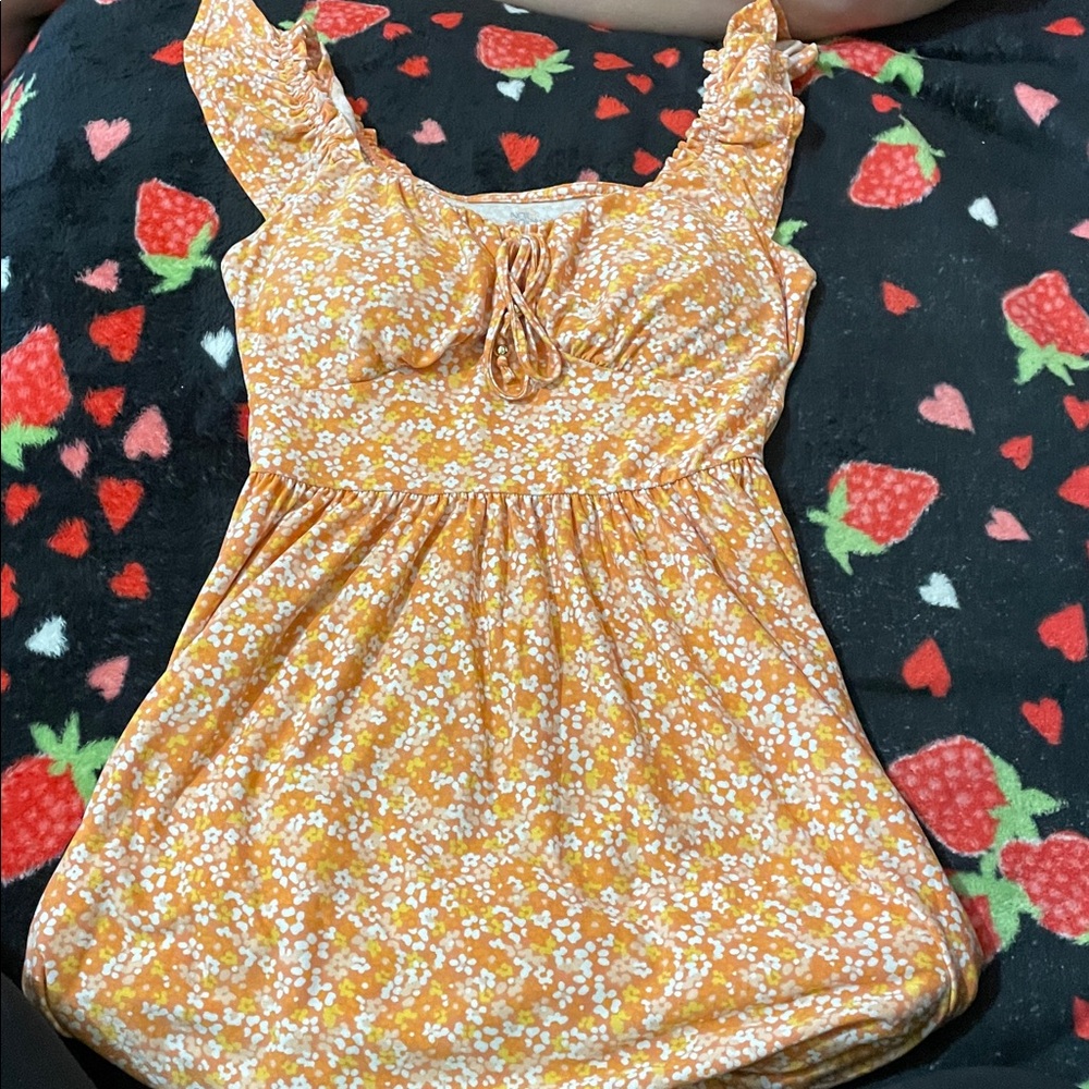 No Boundaries Orange Floral Casual Dress
